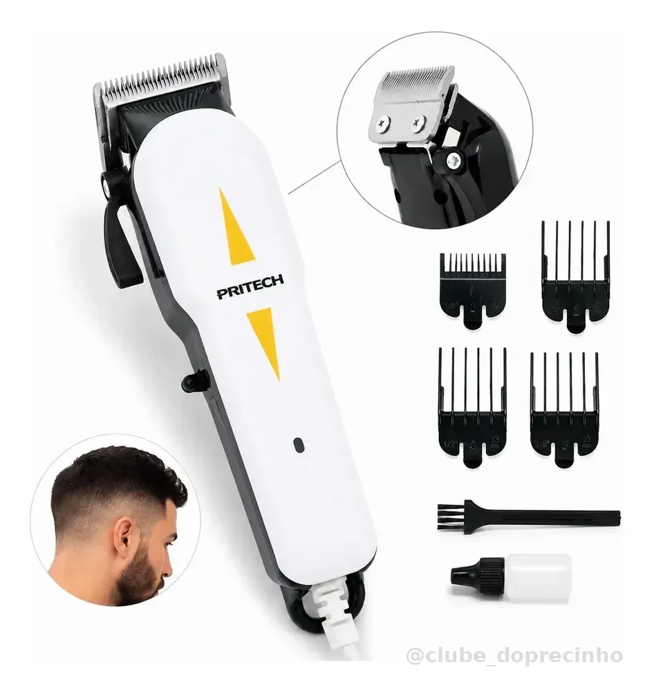 Aparador de Cabelo Pritech PRI0027Z com Fio – Motor de 10W para Uso Profissional e Doméstico