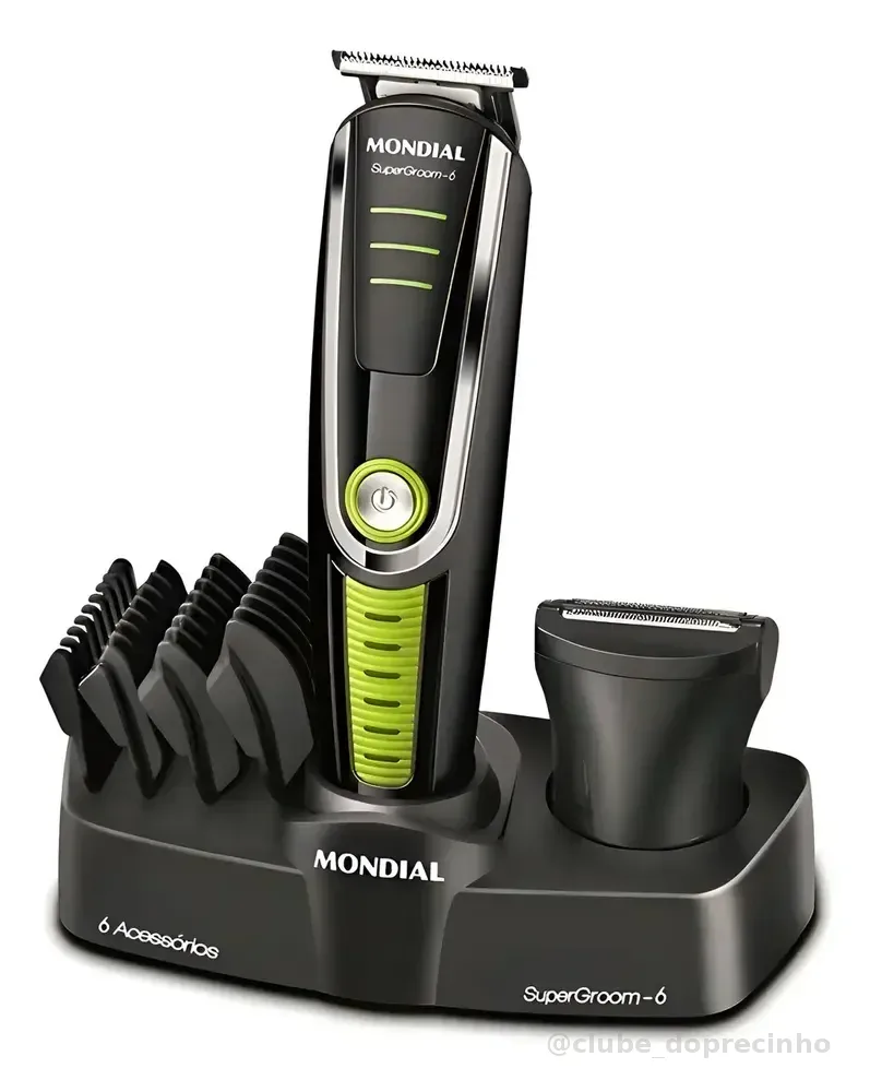 Cortador De Cabelo Mondial Super Groom 6 Bg-04 Melhor Categ Preto/verde