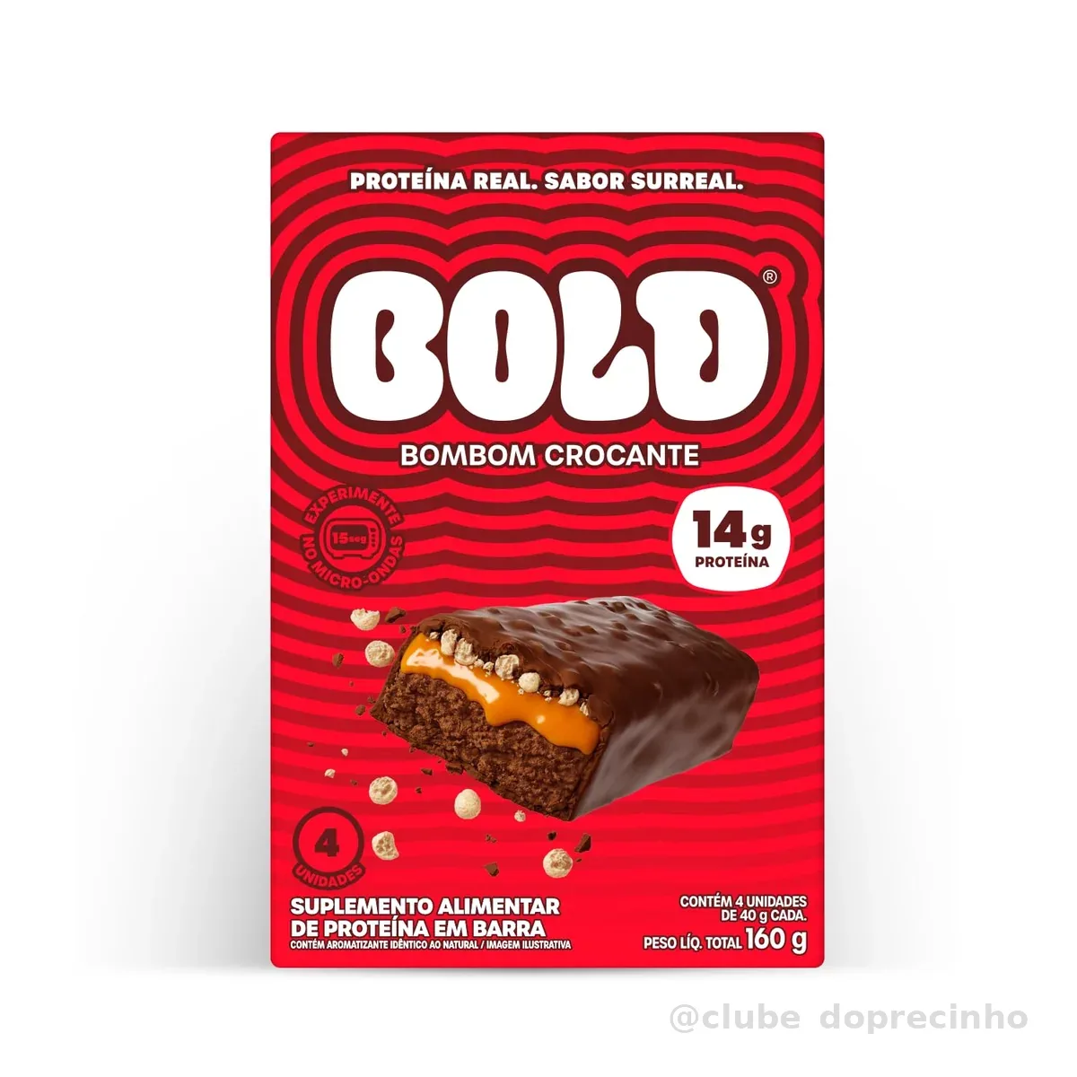 Bold Barra de Proteina Bombom Crocante 14g Kit com 4 Unidades