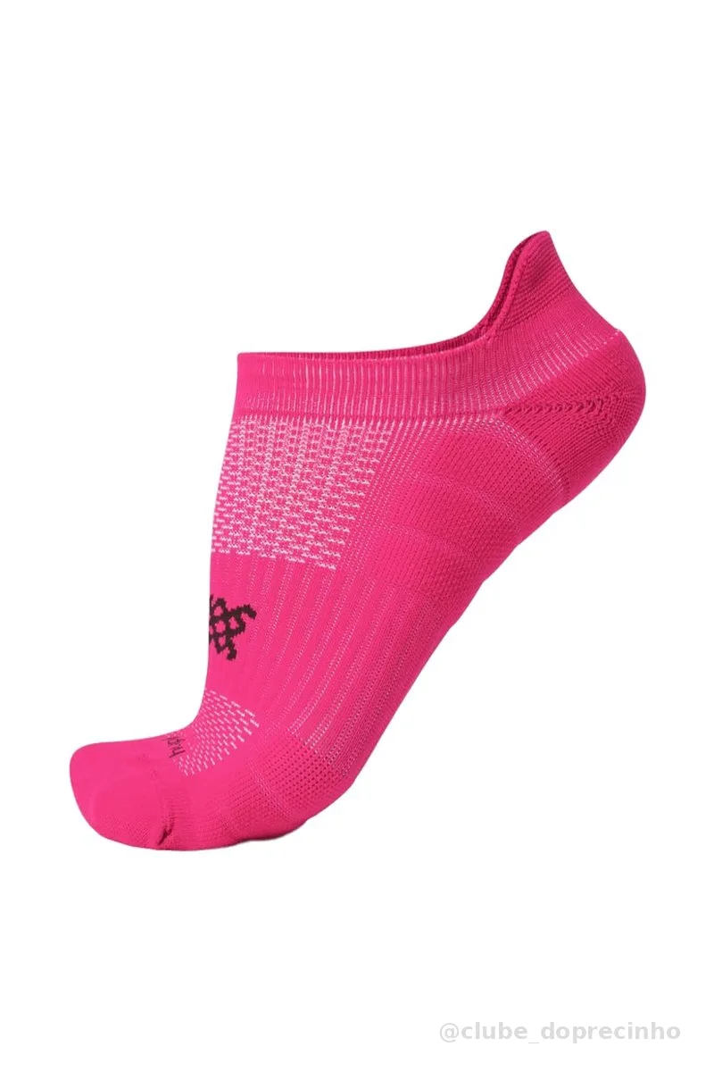 Meia Curta para Corrida HUPI Running Pro Invisível, Cor: Rosa Neon, Tamanho: LT para pés menores 34-38
