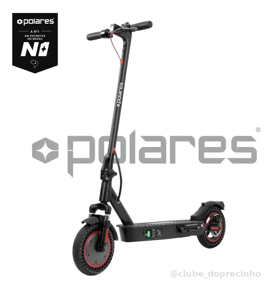 POLARES Z20PRO Patinete Elétrico Adulto Premium 500w Pneu Aderente Velocidade Máxima 32km/h Motorizado Até 30km De Autonomia Polares Cor Preto