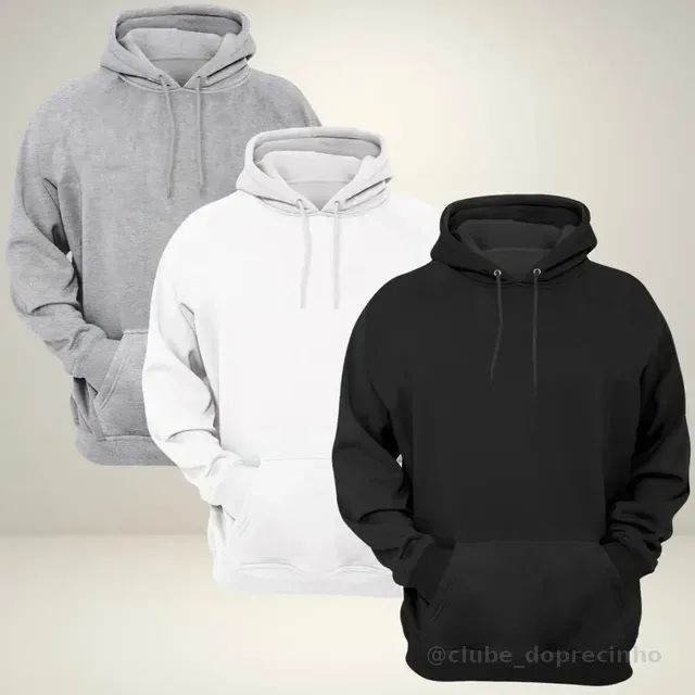 Kit 3 Moletom Blusa De Frio Agasalho Com Capuz Bem Quente