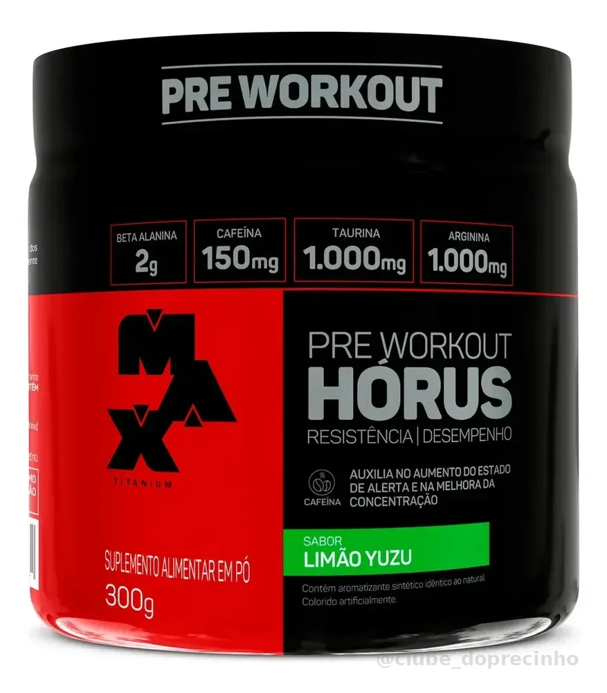 Pre Workout Suplemento Em Pó Max Titanium Pre Treino Horus Sabor Limão yuzu Em Pote De 300g