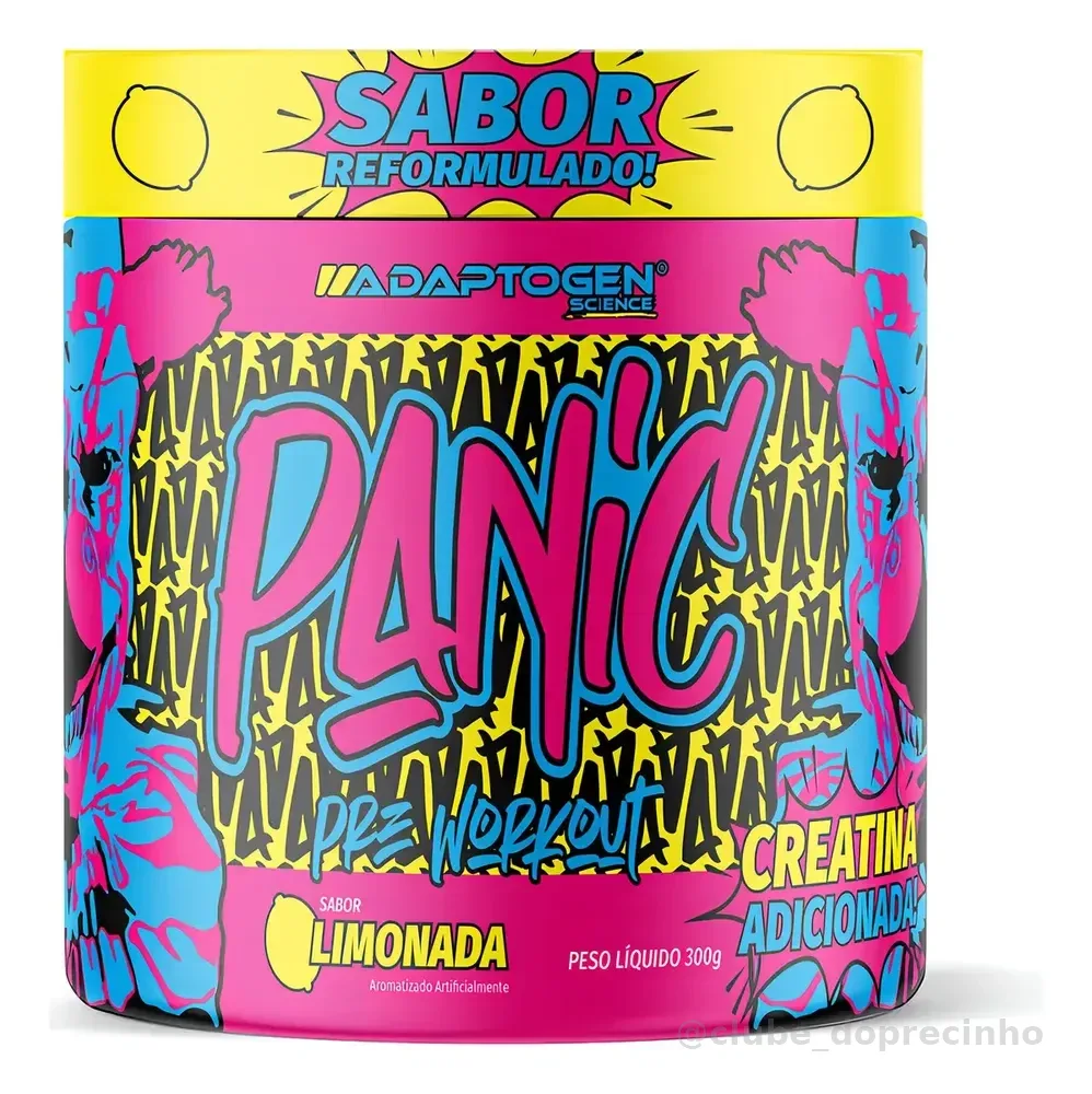 Suplemento Em Pó Adaptogen Science Panic Pré Treino Com Creatina Pote 300g Sabor Limonada