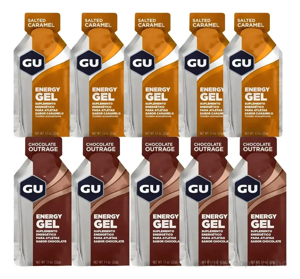 Kit 10 Gel De Carboidrato Isotônico Gu Energy Gel - Sabores Sabor 5 Chocolate E 5 Caramelo