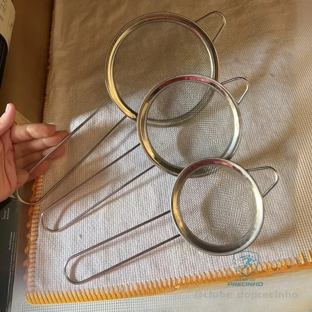 Jogo 3 Peneiras Aço Inox Luxo Pmg Utensílios De Cozinha Kit