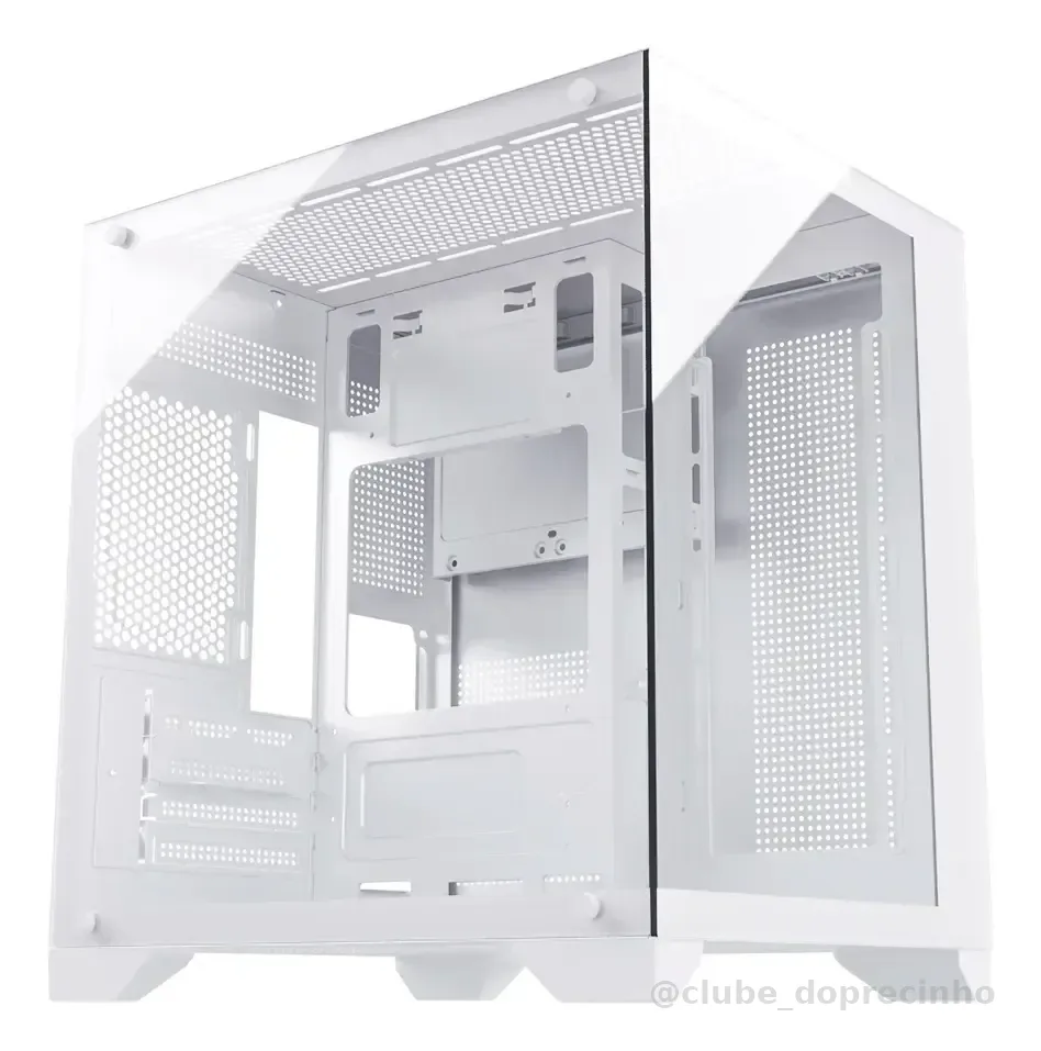 Gabinete Gamer Aquario Vidro Temperado Na Lateral E Frontal Branco