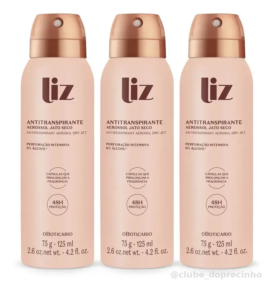 Boticário Kit Liz: Desodorante Antitranspirante Aerossol 75g Amadeirada Floral