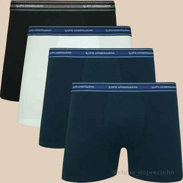 Kit 4 Cuecas Lupo Boxer Algodão Box Confortável Original