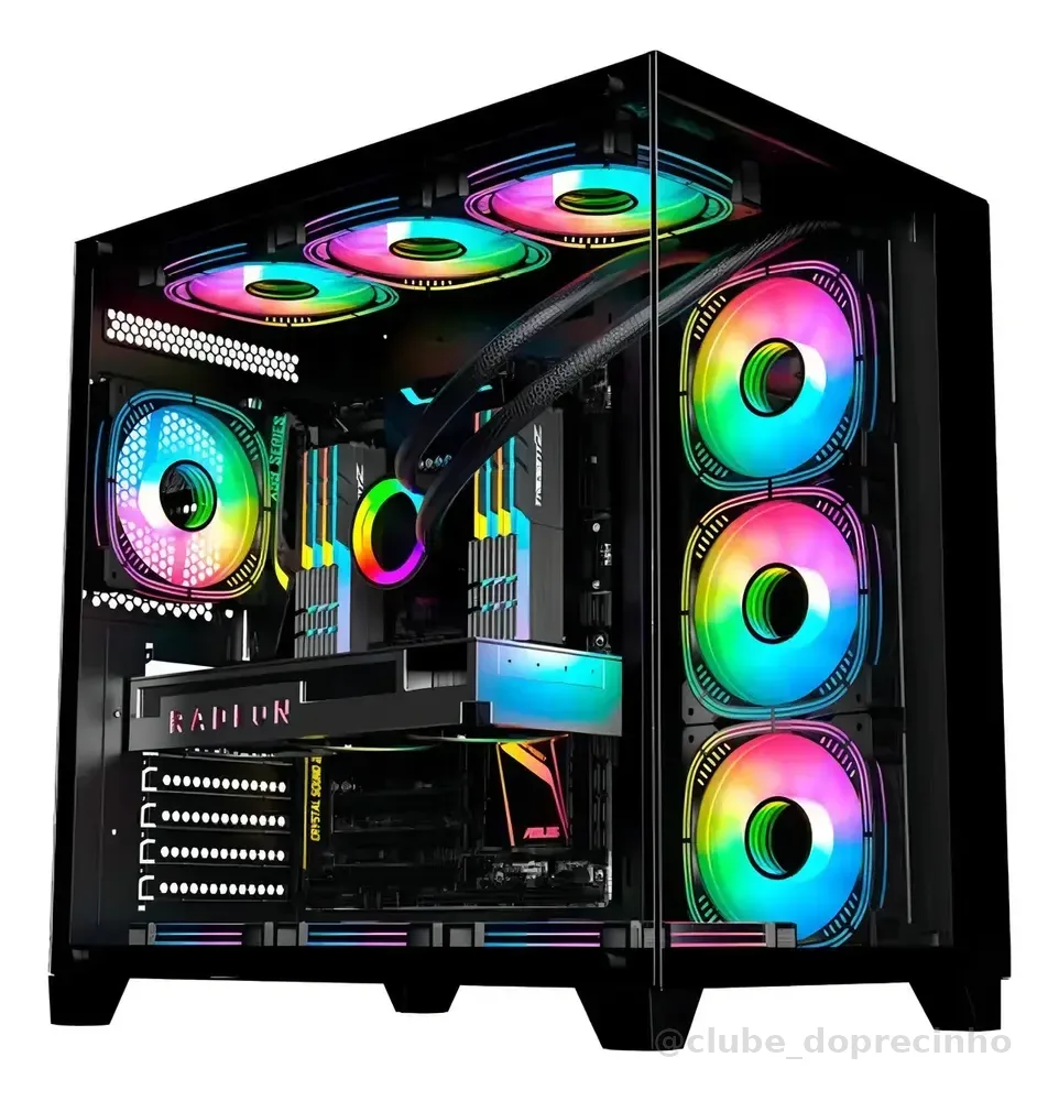 Gabinete Gamer K-Mex Ghost Shark ATX Vidro Temperado 7 Slots Preto
