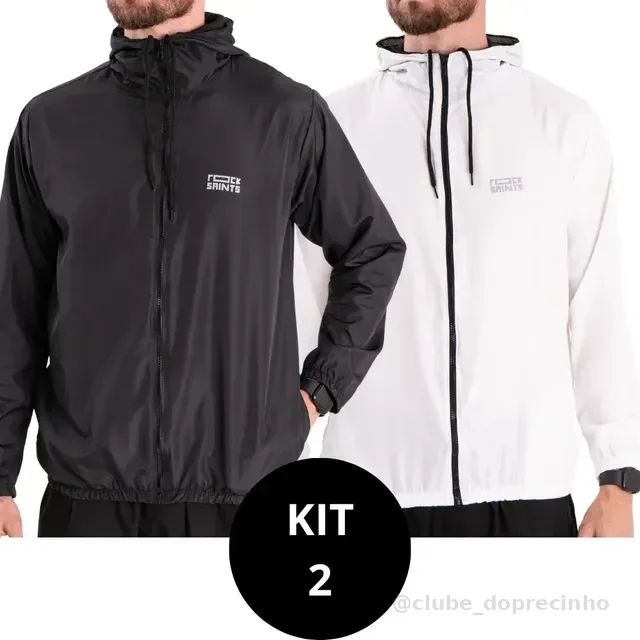 Kit 2 Jaquetas Corta Vento Impermeável Liso Unissex