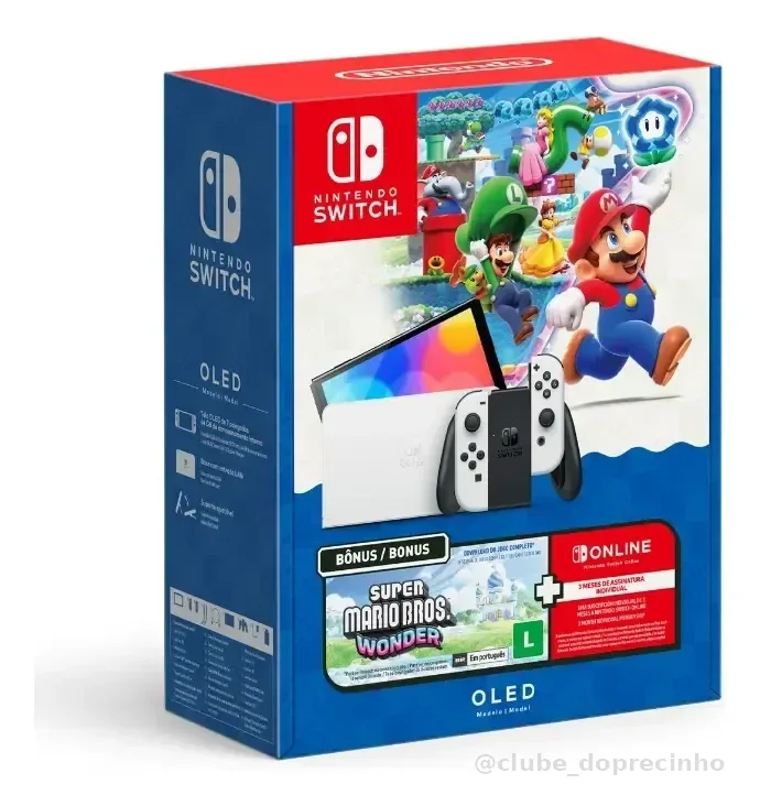 Console Nintendo Switch Oled Nintendo Bundle Super Mario Bros Wonder 3 Meses Nintendo Switch Online 64gb Branco