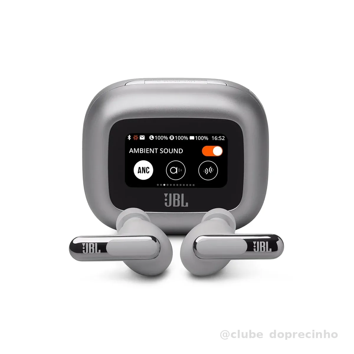JBL, Fone de Ouvido Bluetooth, Live Beam 3, In-ear, Tela de 1.45", Cancelamento de Ruído - Prata