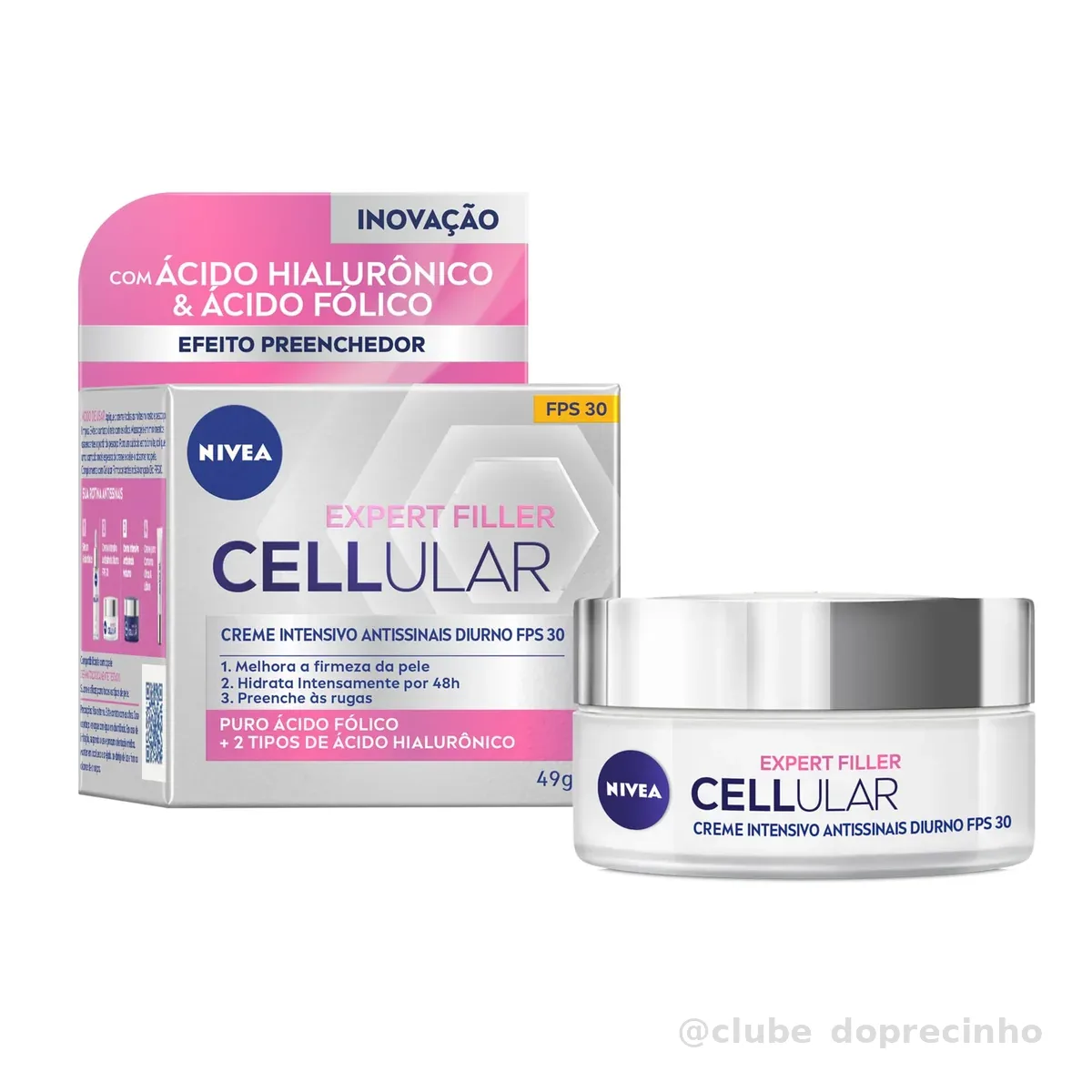 NIVEA Creme Facial Antissinais Cellular Filler Dia FPS 30 49g - Combate sinais de cansaço, reduz rugas e linhas de expressão promovendo firmeza e elasticidade na pele
