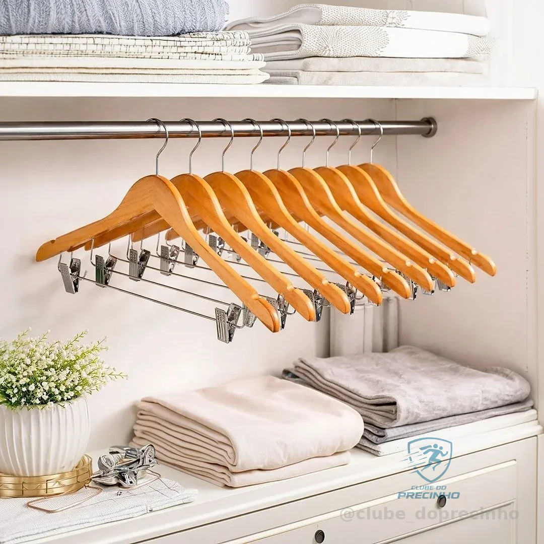 10 Un Cabide De Madeira Nobre Marfim De Presilhas