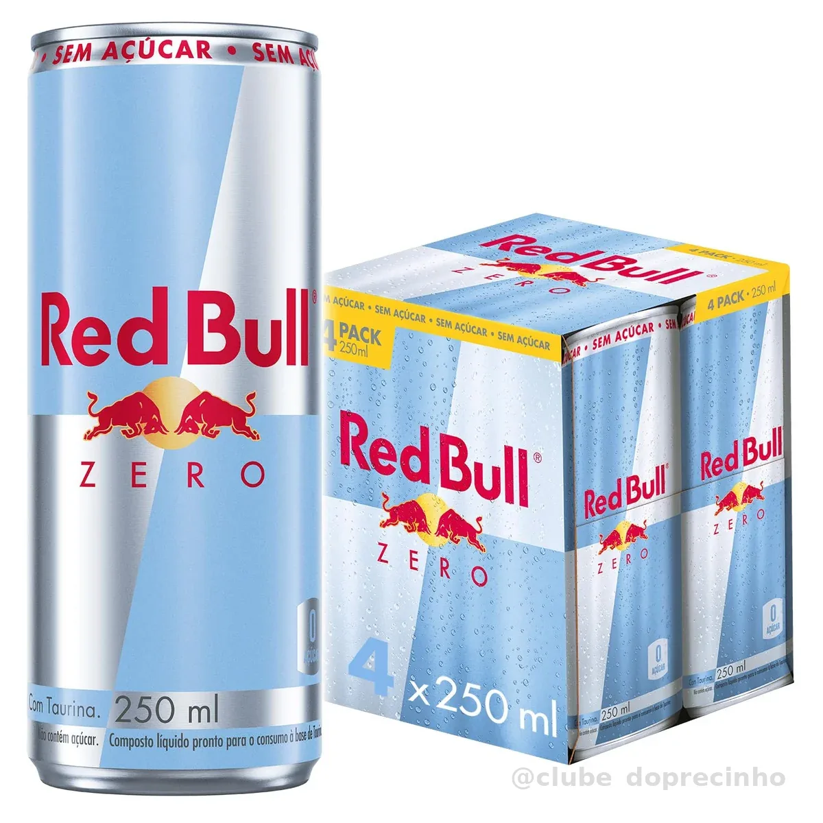 Red Bull Energético, Zero, Sem Açúcar, 250ml, 4 latas