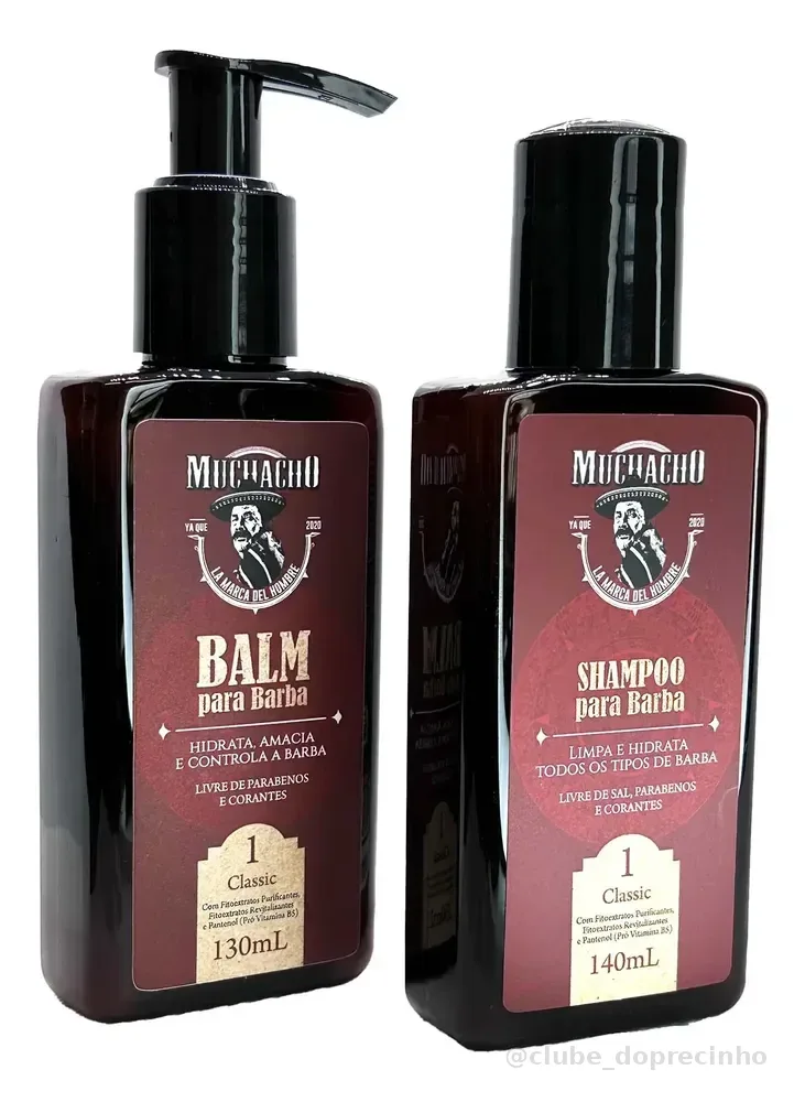 Kit Shampoo + Balm Muchacho Classic -para Uma Barba Perfeita