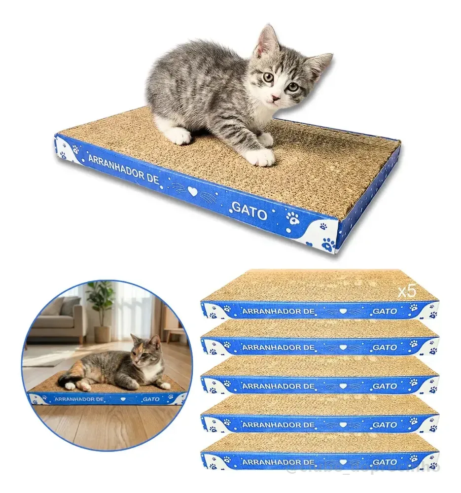 Kit 5x Arranhador Para Gato Papelão Protetor Sofá Antistress Bege