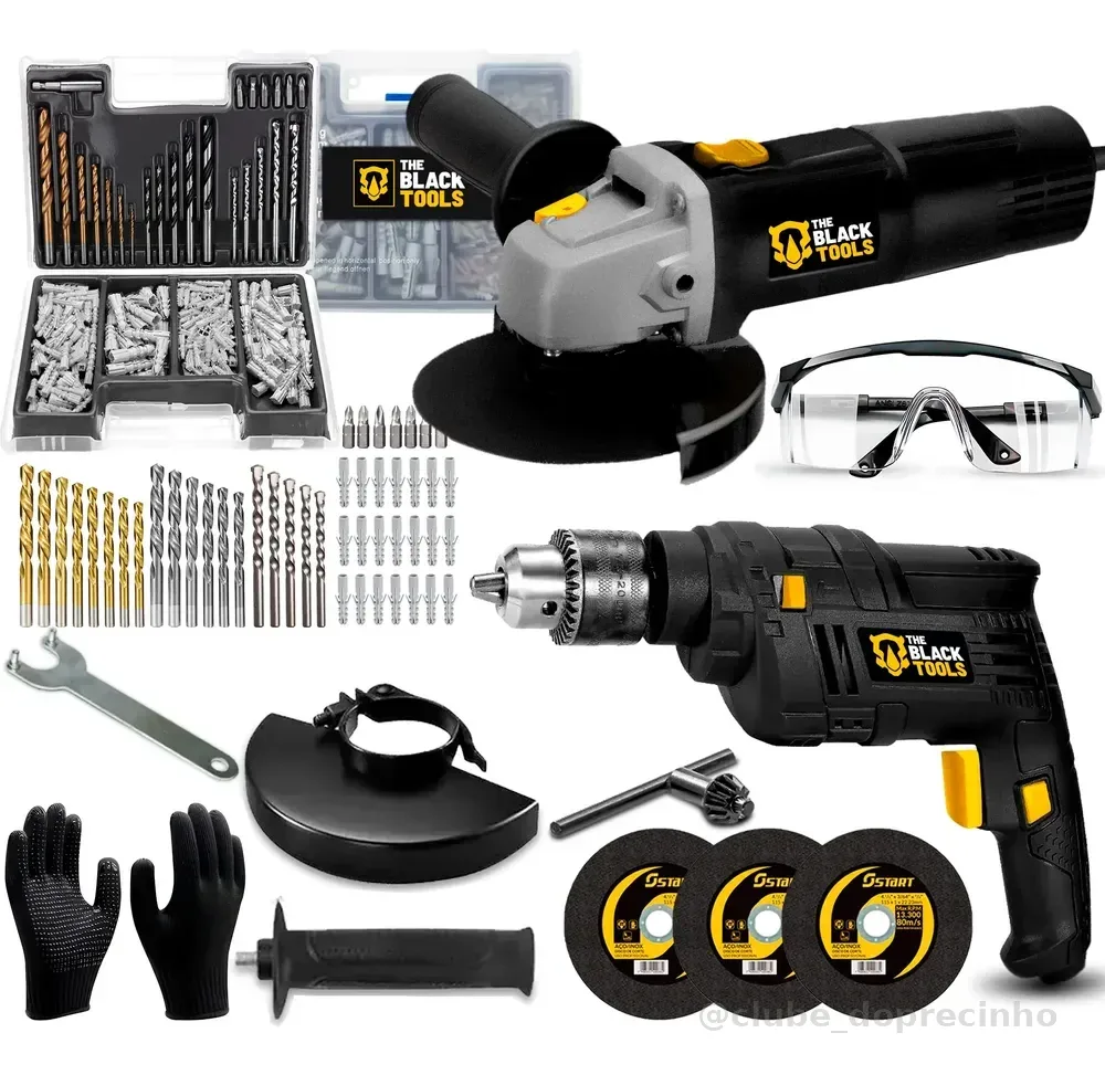 Kit Furadeira Impacto + Esmerilhadeira 4.1/2 750w 300 Peças