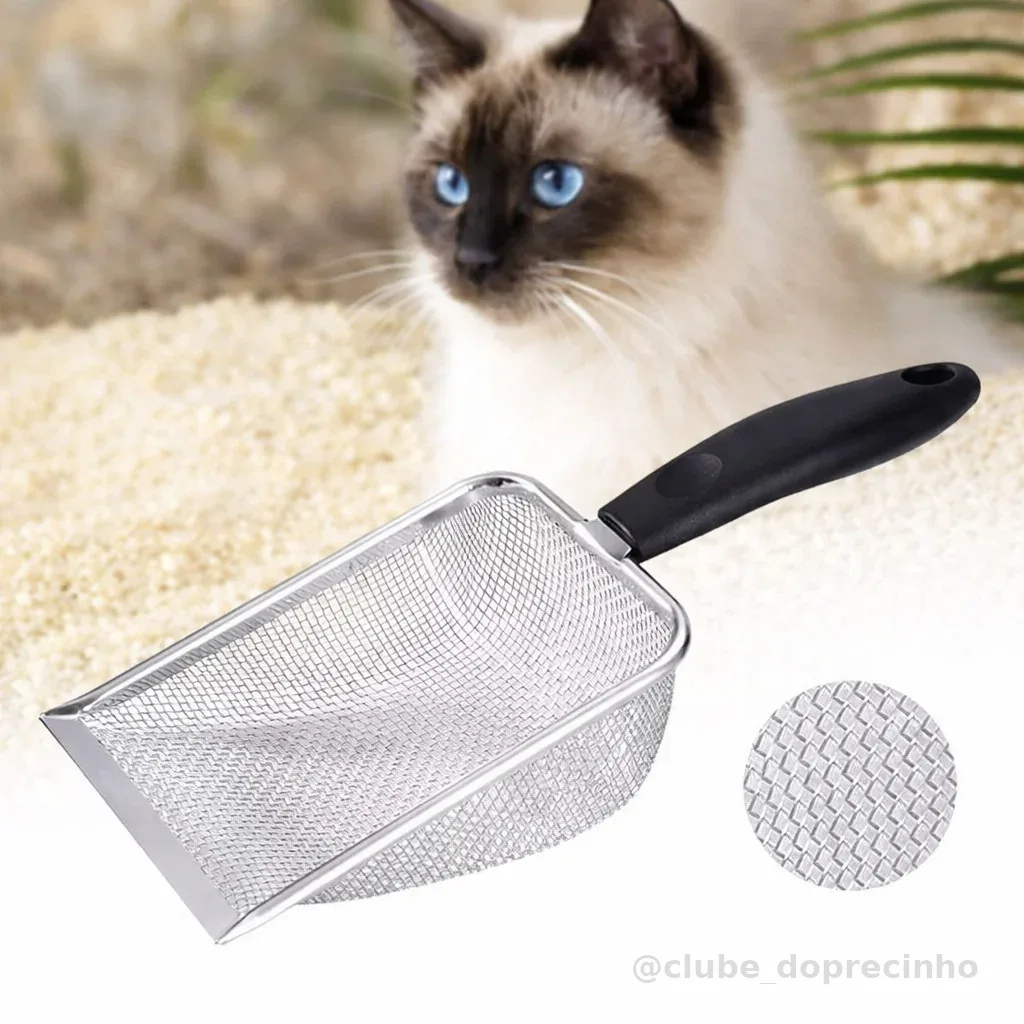 Pá Higiênica Areia de Gatos com Peneira Aço Inoxidável