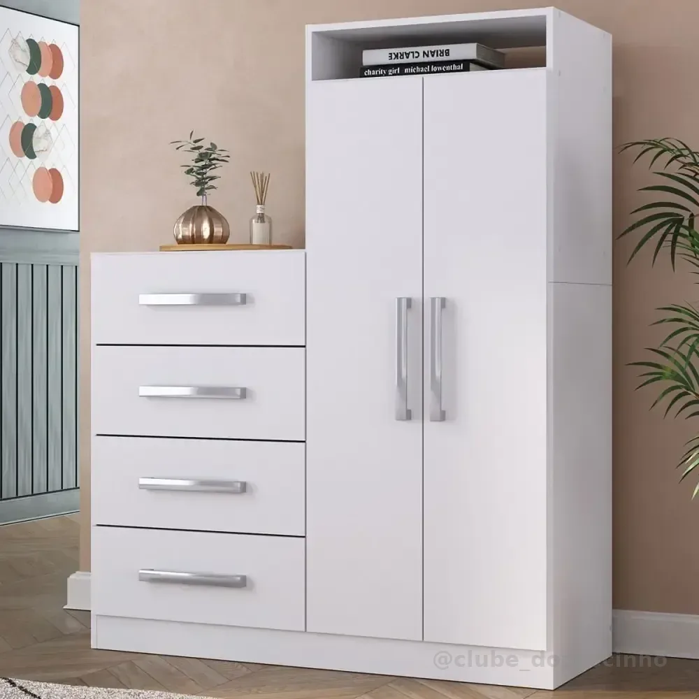 Cômoda Paris 2 Portas 4 Gavetas Branco - Panorama Móveis