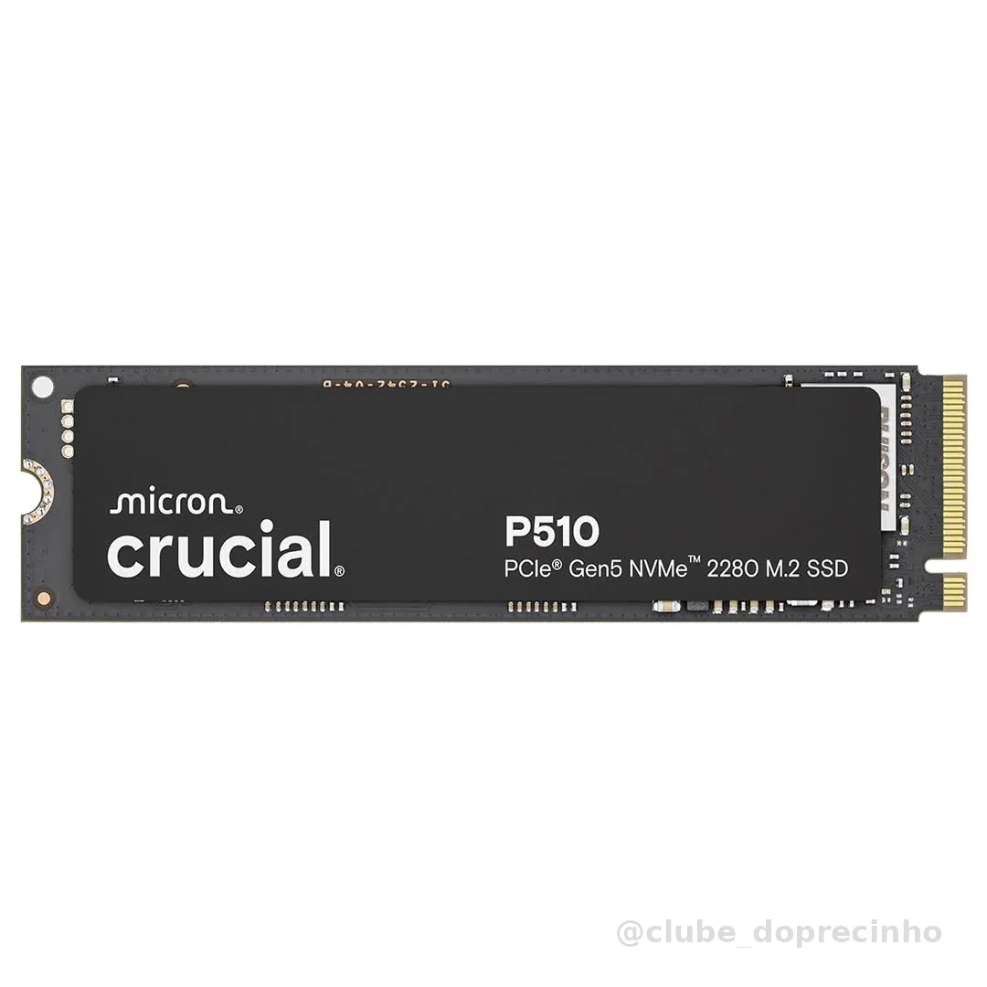 Crucial SSD NVMe P510 1TB Gen5, até 11.000 MB/s, SSD PCIe 5.0 M.2 2280, unidade de estado sólido interna, compatível com laptop, desktop + software Acronis - CT1000P510SSD8-01