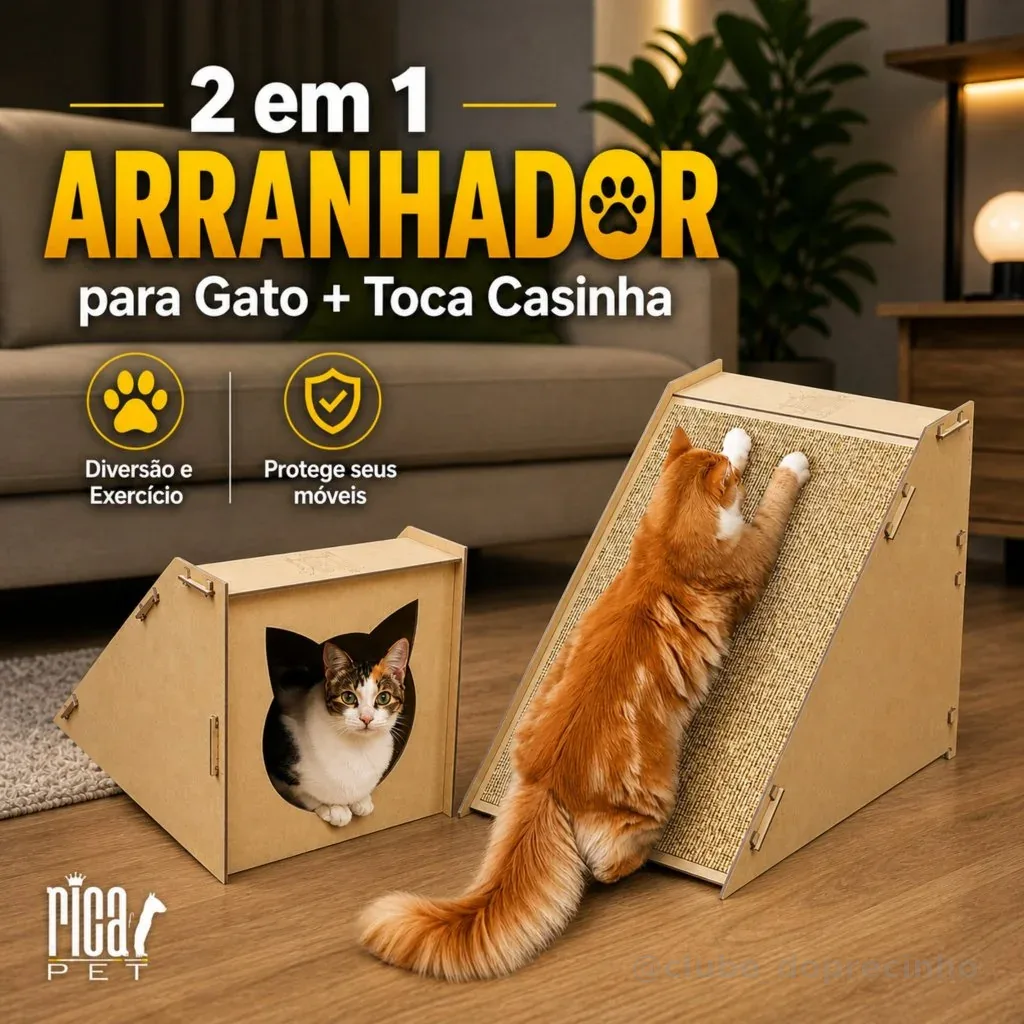 Arranhador Gato Rampa Anti Estresse Brinquedo Tóca Casinha Ricapet