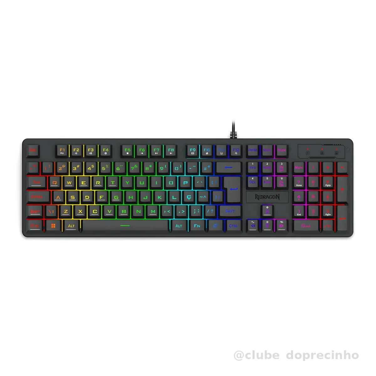 Teclado Membrana Gamer Redragon Netherbane Preto RGB K521-RGB