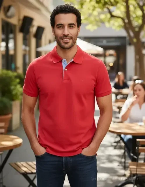Camisa Masculina Social Gola Polo Ogochi Slim Manga Curta