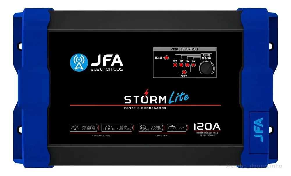 Fonte Carregador Automotivo JFA Storm Lite 120A 12V 1800W Bivolt Preto