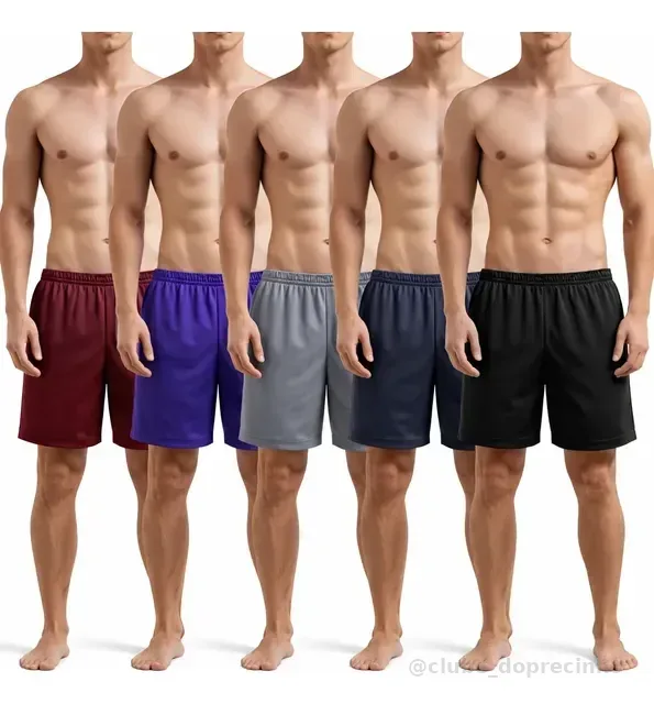 Kit 5 Shorts Masculino Sport Academia Futebol Cores Sortidas