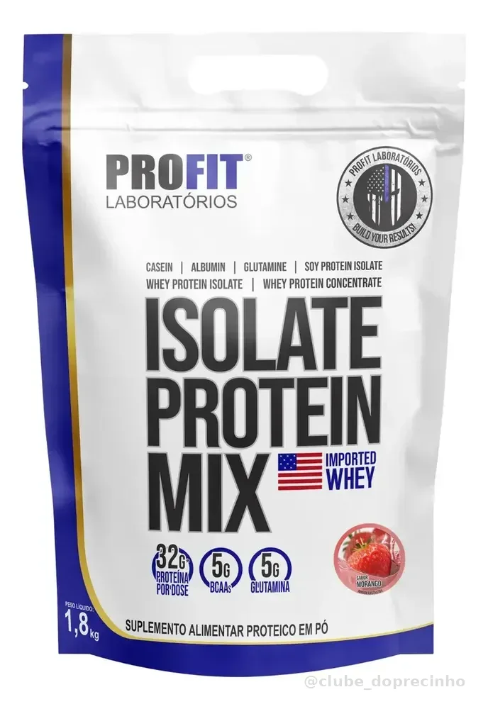 Whey Isolate Protein Mix Refil 1,8kg - Profit Labs Sabor Morango