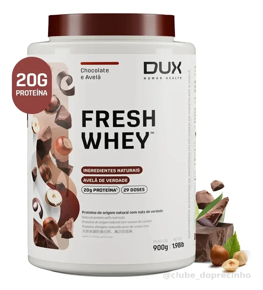 Fresh Whey DUX 900g Chocolate Belga e Avelã Pote Natural
