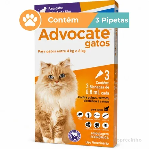 Antipulgas Advocate Elanco Gatos 4 A 8kg 3 Bisnagas De 0,8ml