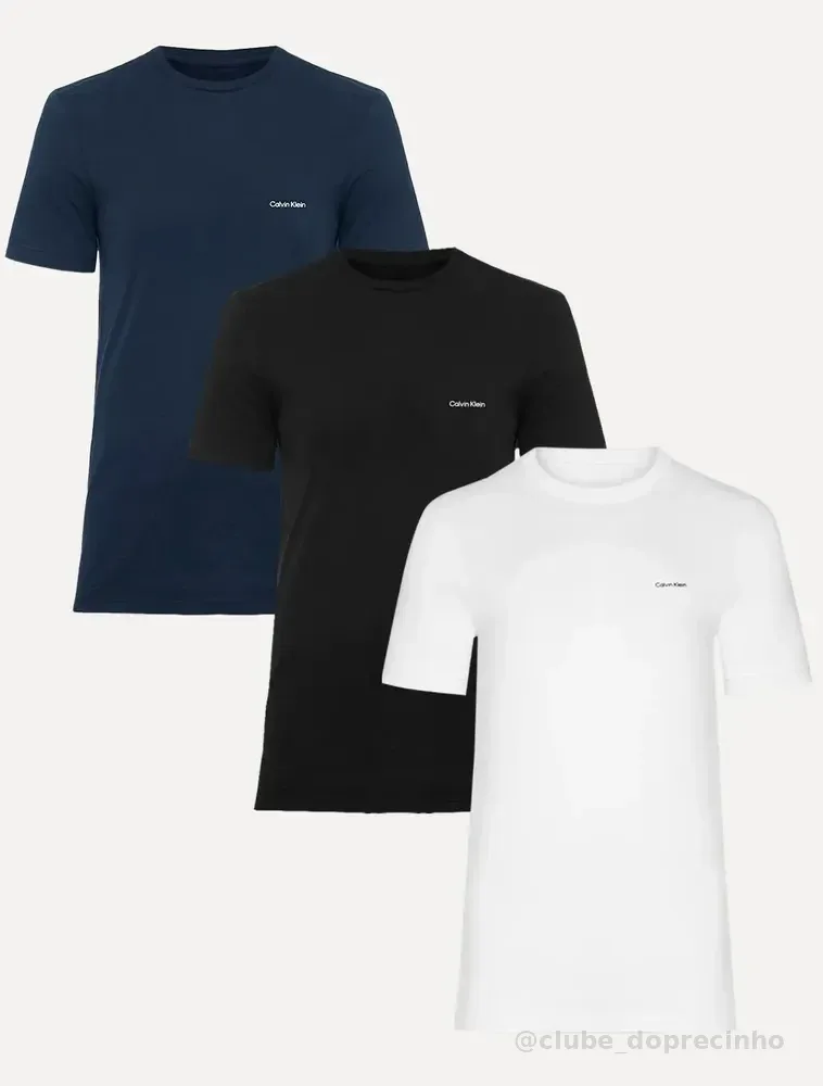 Kit Camisetas Calvin Klein | Masculina Preta/branca/marinho Preta/branca/marinho M/m