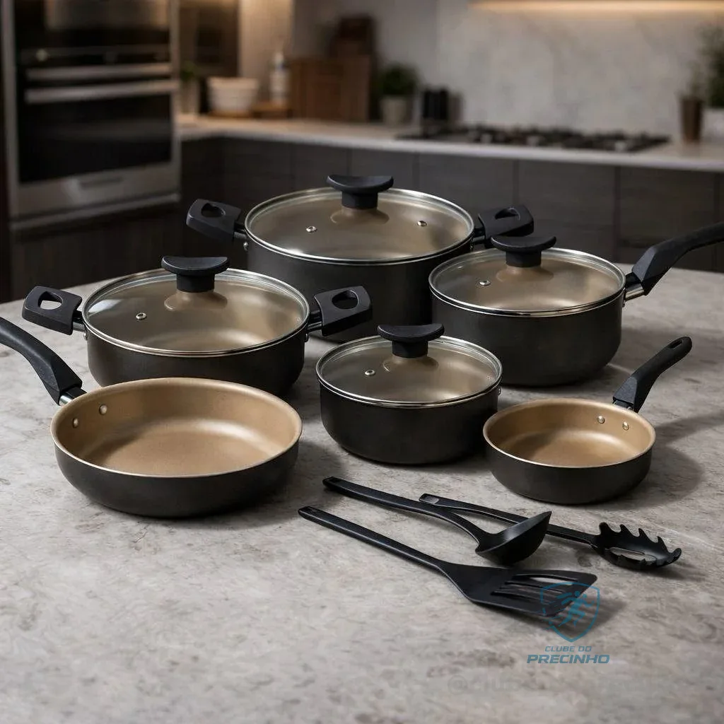 Conjunto Panelas Antiaderente 10 Peças Teflon Várias Cores