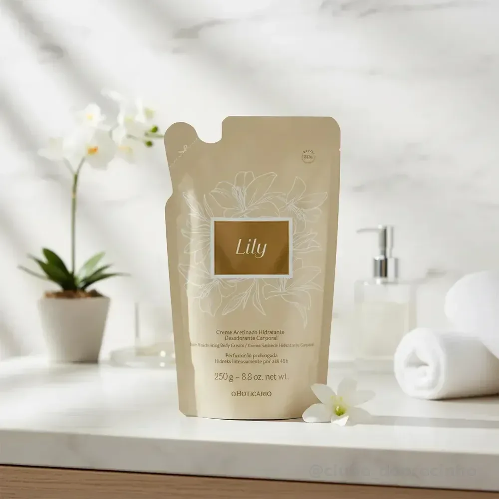 Refil Creme Acetinado Hidratante Corporal Para Pele Lily 250g