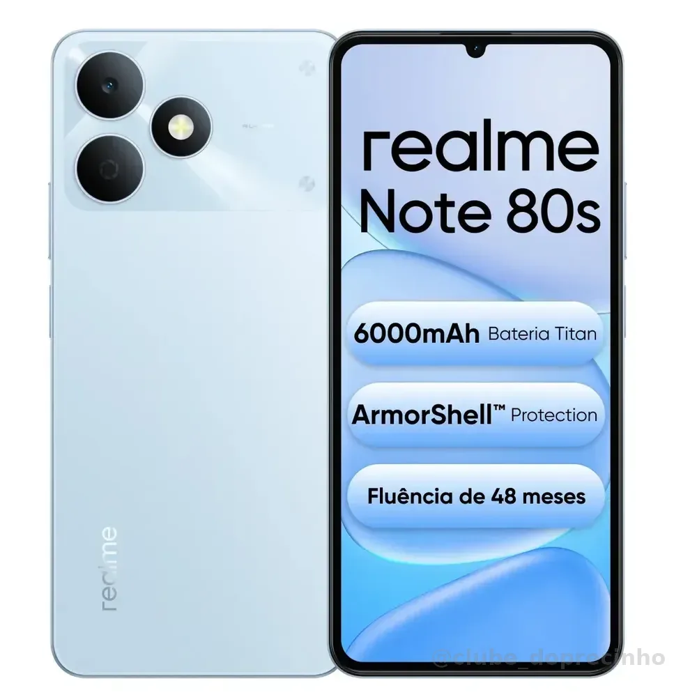 Celular Smartphone Realme Note 80s 128gb 4gb Ram Dual Sim Azul Bateria 6000mah Ultrafino 7,94 Mm Resistência À Poeira E Água Ip54