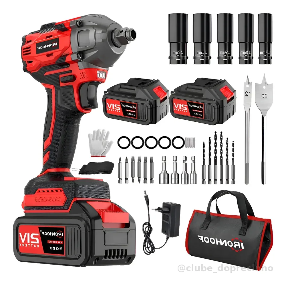 Chave De Impacto Potente 2 Baterias 21v Brushless Com Led Vermelho 127/220v 60
