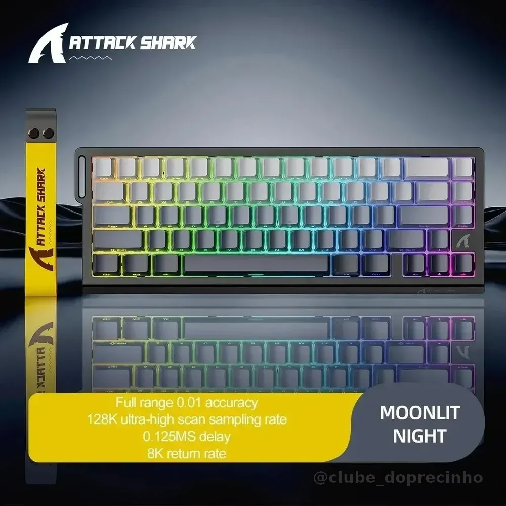 Teclado Mecânico Gamer Attack Shark X68he Com Fio Noite Iluminada Pela Lua Inglês Us