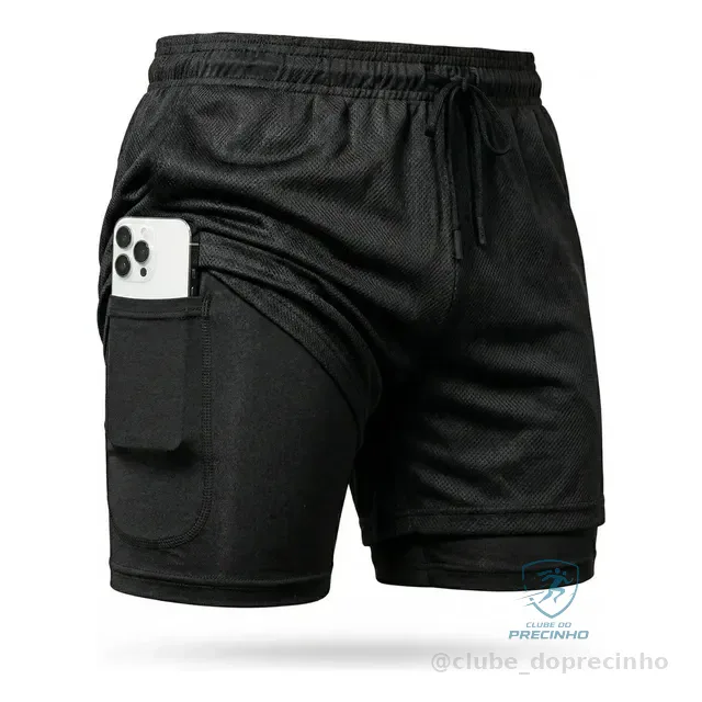 Shorts Dry Fit 2 Em 1 Masculino Térmico Compressão Corrida