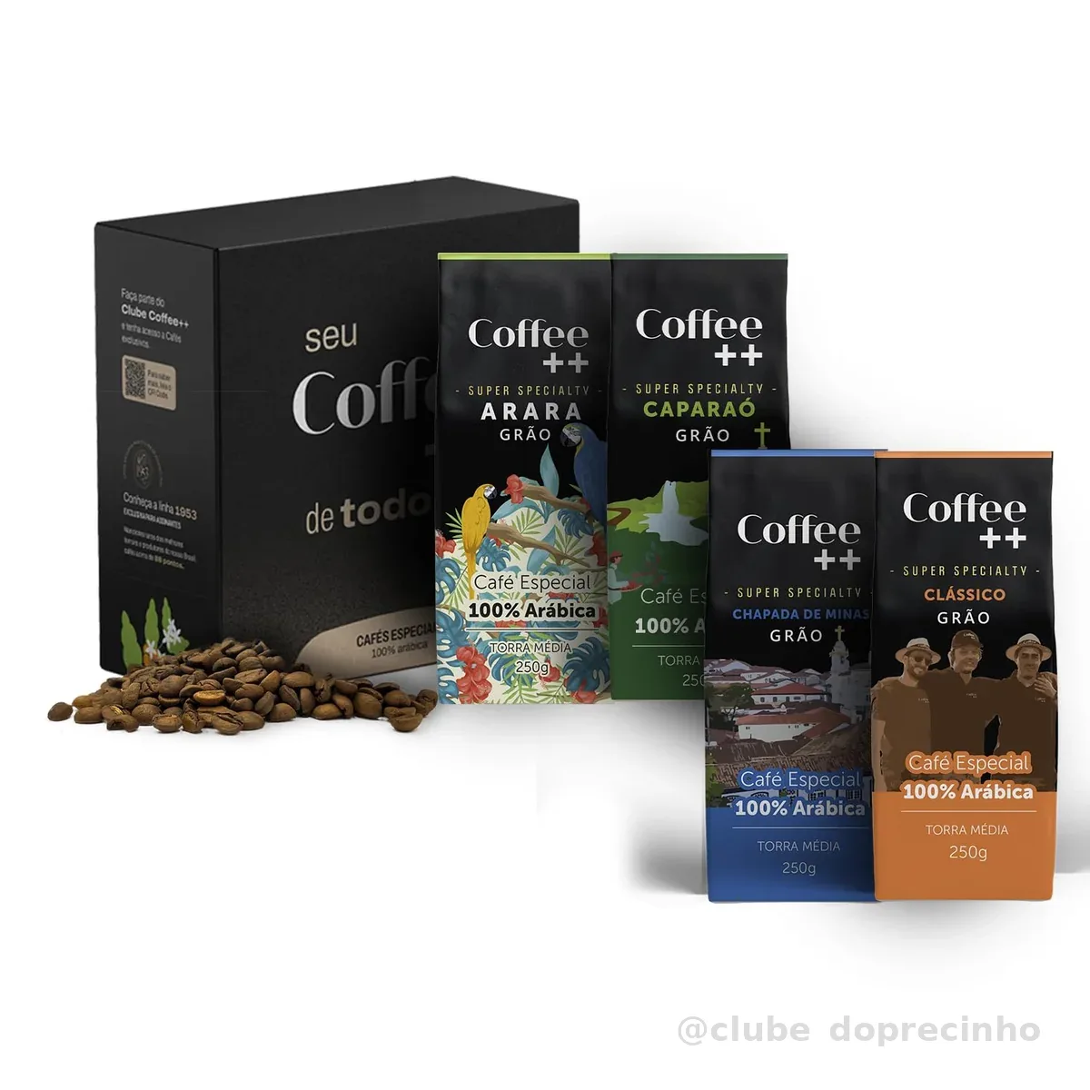 Kit 4 Pacotes Café Especial Em Grãos Coffee Mais Clássico, Caparaó, Chapada e Arara