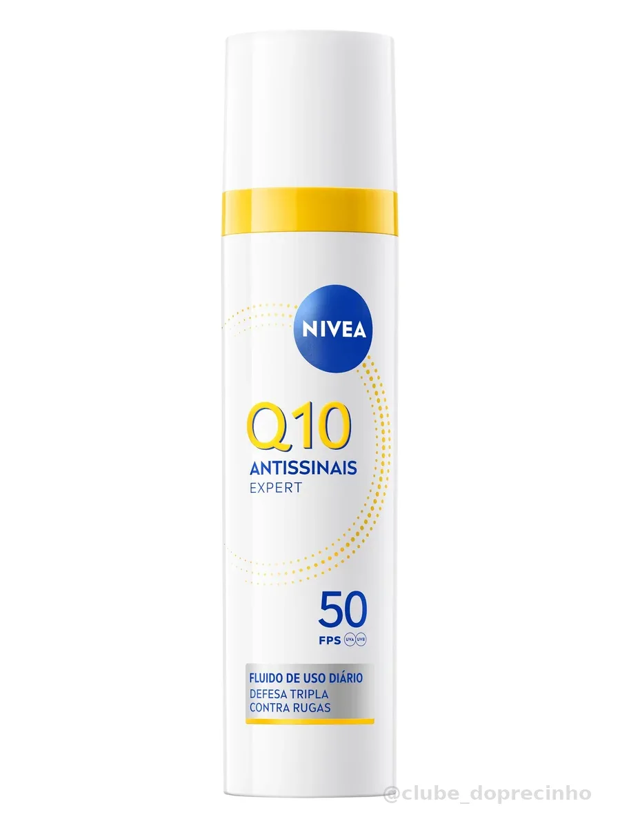 NIVEA Q10 Antissinais Fluido Diário FPS 50 40ml, Reduz e Combate Rugas, Pré-Maquiagem, Toque Seco, Tecnologia Glycostop, Cuidado Facial