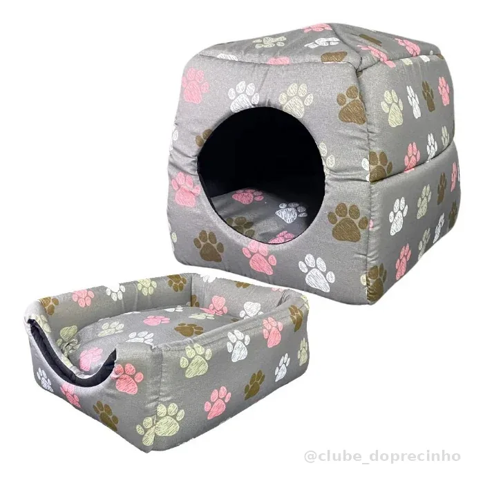 Cama Pet G CAMINHA TOCA IGLU Para Cães e Gatos 2EM1 TAMANHO G