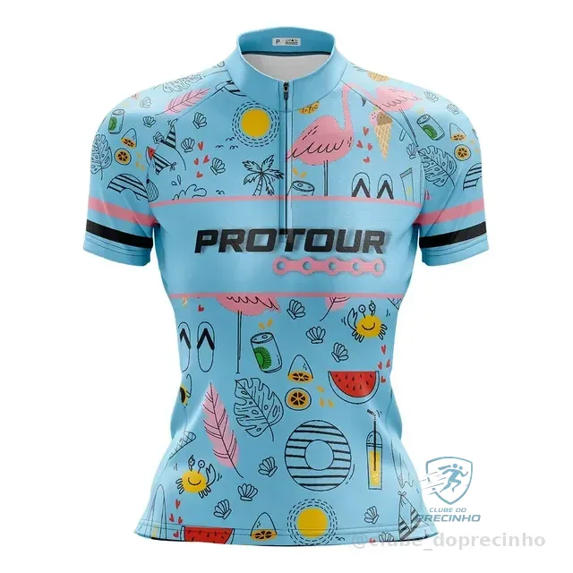 Blusa Ciclismo Feminina Manga Curta Drinks Com Bolso