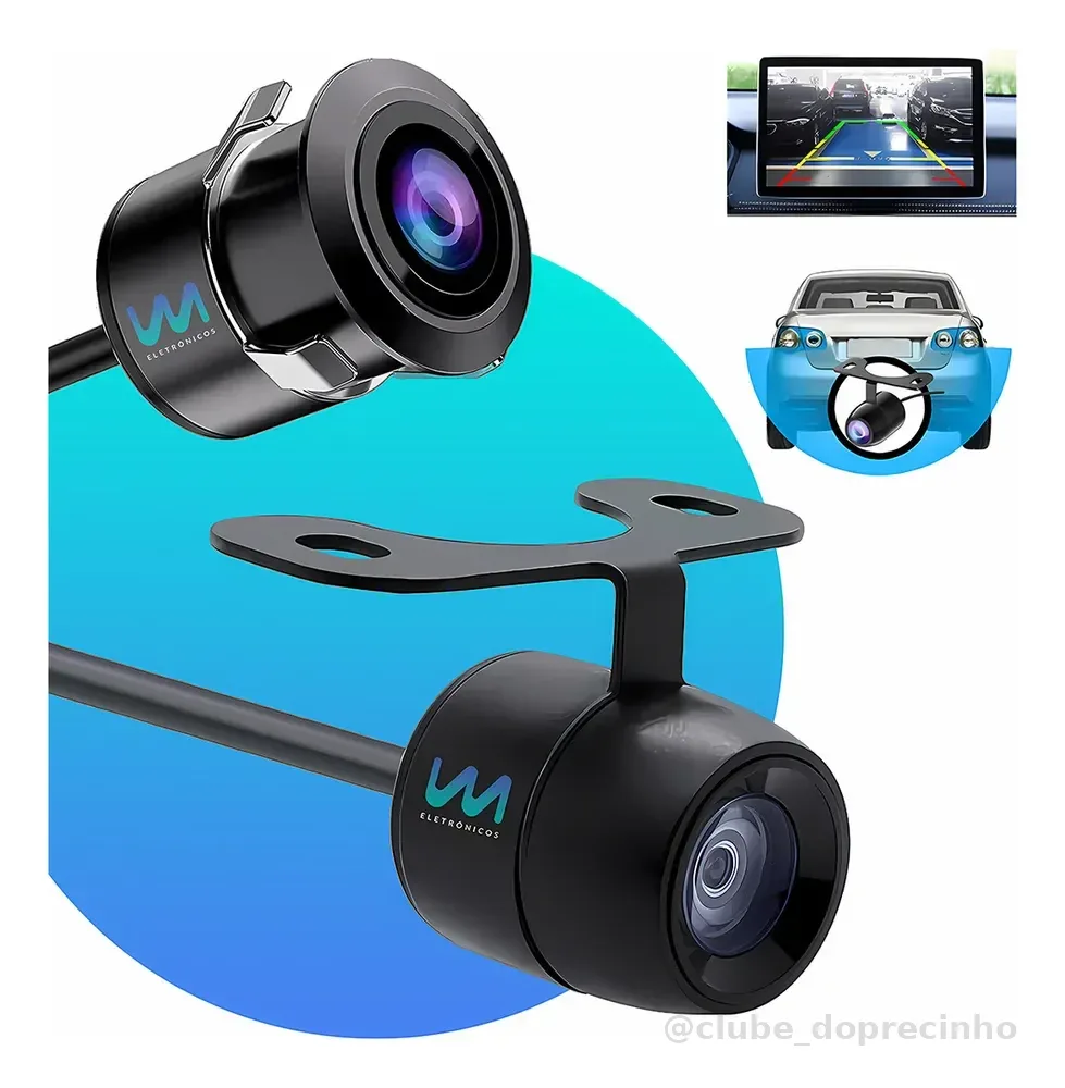 Camera De Ré Hd Automotiva Traseira Frontal Veicular Borboleta 2 Em 1 À Prova D'água Estacionamento Visão Noturna Instalação Fácil 12V WMix Eletrônicos