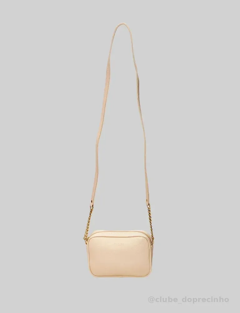 Bolsa Tiracolo Lisa Com Chaveiro E Barbicacho Anacapri Branco Ouro