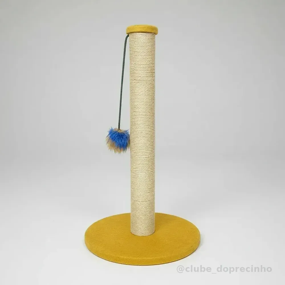 Arranhador Para Gatos Torre Sisal Com Brinquedo 60cm Amarelo
