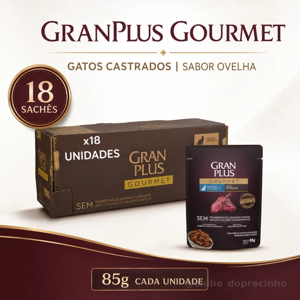 GranPlus Gourmet Gatos Castrados Ovelha 18 Sachês 85g - Envio Imediato