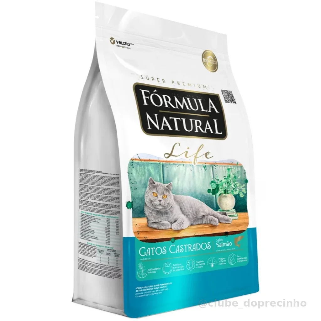 Fórmula Natural Life Gatos Castrados Sabor Salmão 10,1 kg